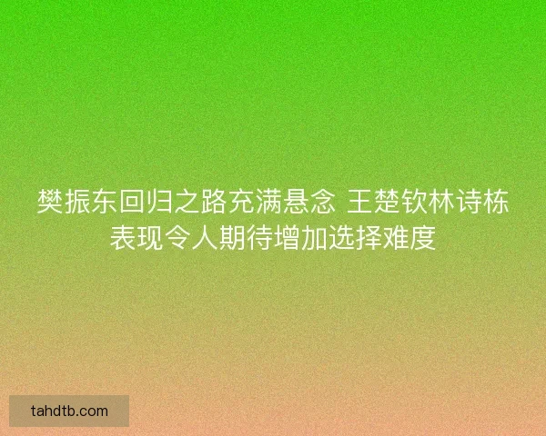 樊振东回归之路充满悬念 王楚钦林诗栋表现令人期待增加选择难度