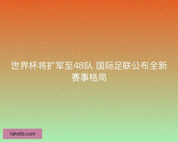 世界杯将扩军至48队 国际足联公布全新赛事格局